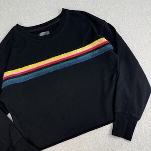 Sundays Zero Rainbow Stripe Boxy Sweatshirt Womens S Black